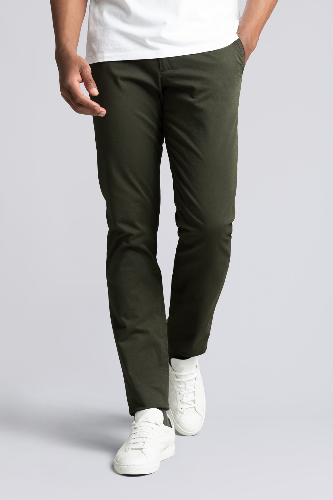 Khaki Green Chino | Tapered Cotton Stretch Trouser - ASKET
