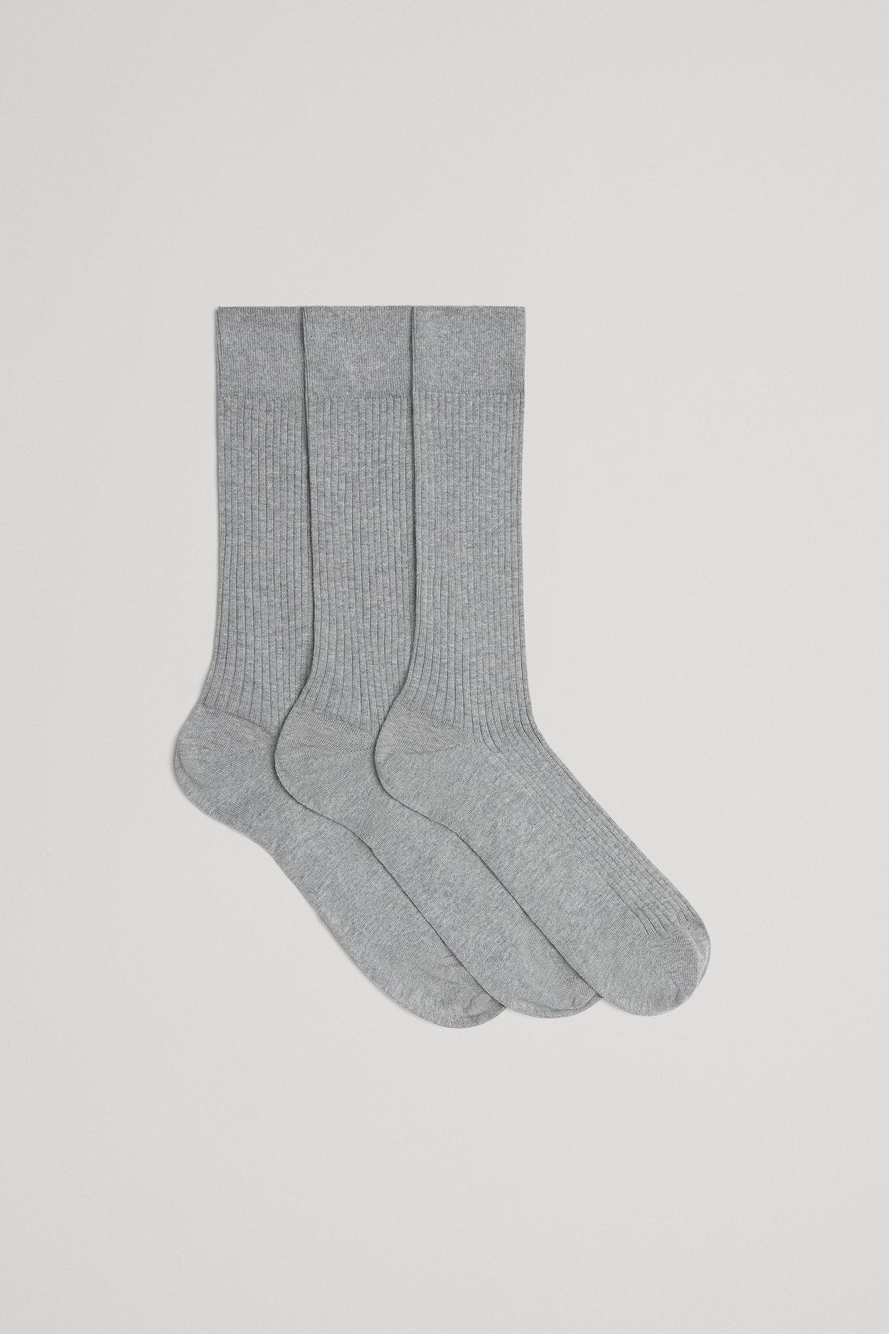 Book pigeon Appropriate Light Grey Ribbed Cotton Sock 3-Pack | Men's Italian - ASKET